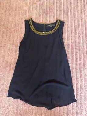 Brixon Ivy Black Sleeveless Sequin-Trim Shell Top